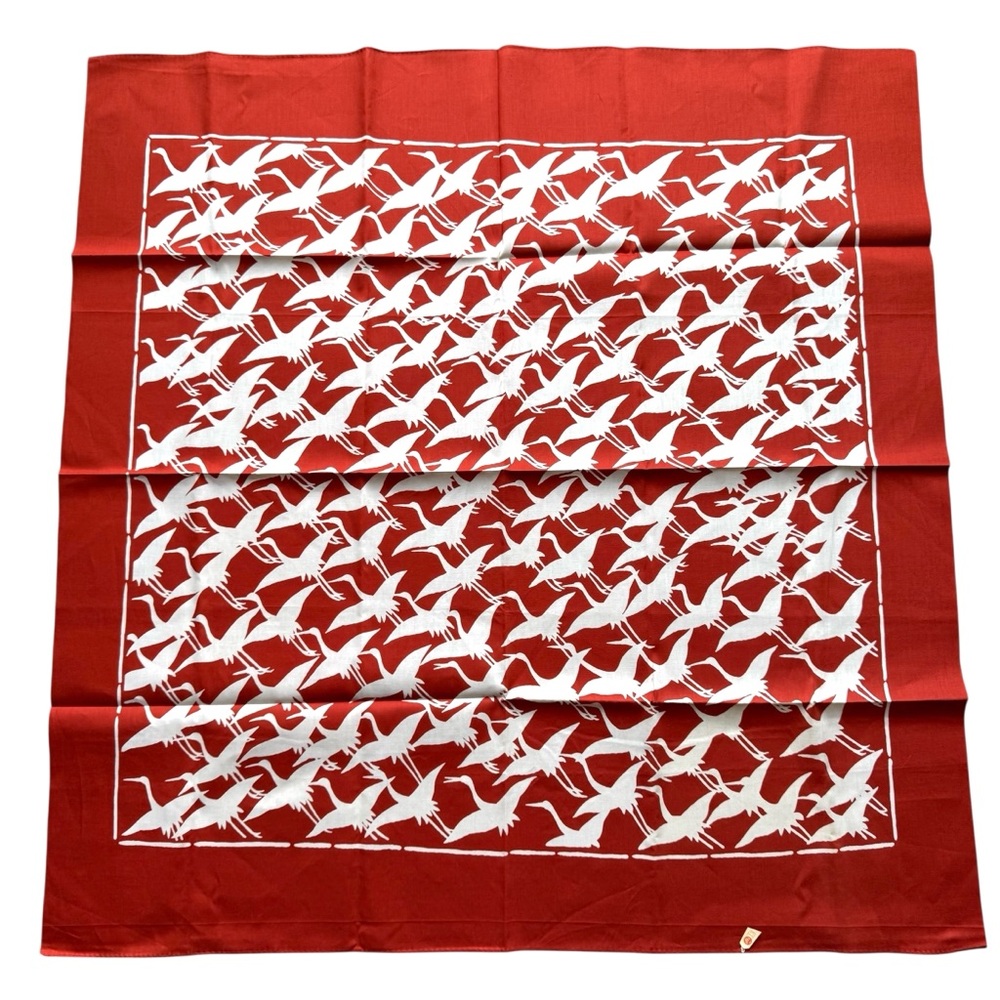 Toyodabo Crane Pattern Japan Furoshiki Wrapping Cloth Scarf Vintage 34”